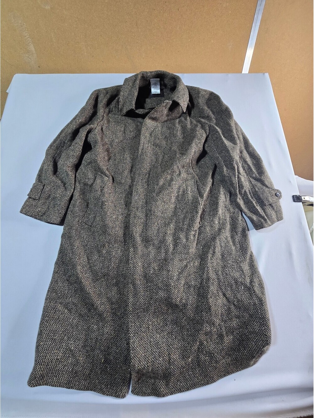 Vintage ERES Magee Donegal Tweed Lambswool Overcoat Ireland Gray